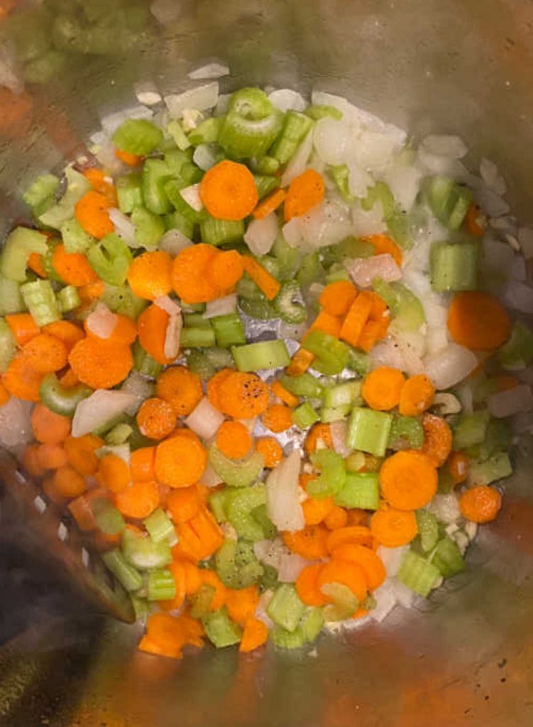 saute cut up onions, carrots, celery in instant pot