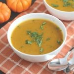 bowl of instant pot pumpkin soup on the table