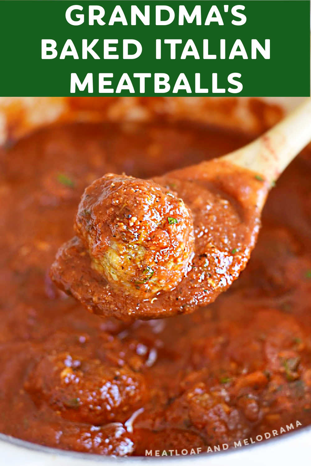 Grandma's Baked Italian Meatball Recipe makes the best homemade meatballs that are oven baked and delicious with marinara sauce over pasta. Your whole family will love this easy meatball recipe for dinner or as a hearty appetizer! via @meamel