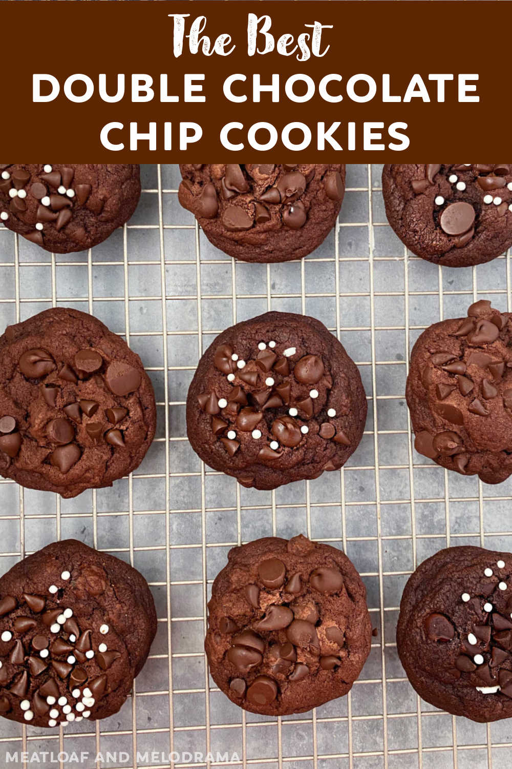 The Best Double Chocolate Chip Cookies with cocoa powder are chewy, fudgy and loaded with chocolate. An easy cookie recipe for chocolate lovers that will definitely satisfy your chocolate cravings! via @meamel