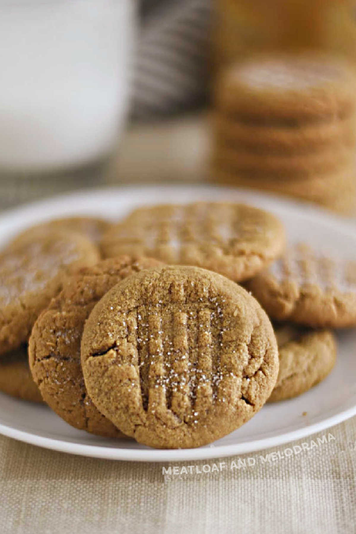 flourless peanut butter cookies on a plate on the table