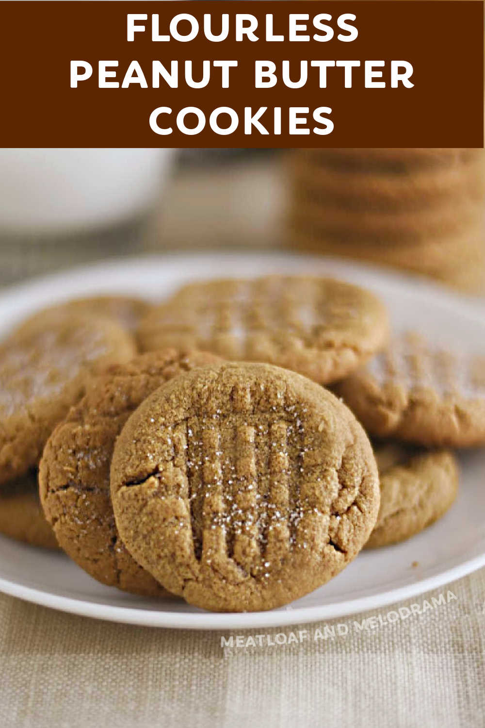This 4 ingredient peanut butter cookies recipe without brown sugar and without flour makes the best peanut butter cookies! These easy flourless peanut butter cookies are soft, sweet and melt in your mouth! via @meamel