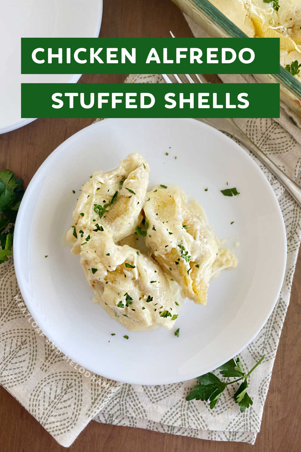 Chicken Alfredo Stuffed Shells is an easy dinner recipe you can make with rotisserie chicken, homemade Alfredo sauce and plenty of cheese. Your whole family will love this delicious stuffed shells recipe, and it works great with leftover turkey, too! via @meamel