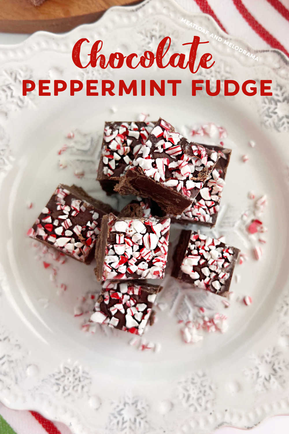 Easy Chocolate Peppermint Fudge is an easy fudge recipe you can make in the microwave. Perfect for the holiday season and only 5 ingredients! This festive fudge is a delicious addition to your holiday cookie trays and makes a great gift idea! via @meamel