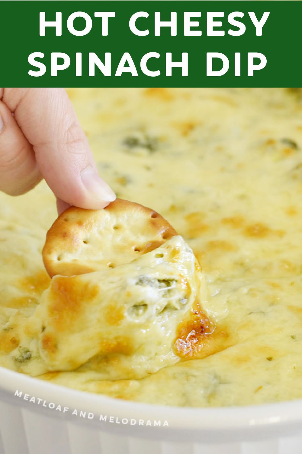 Hot Cheesy Spinach Dip made with fresh spinach, artichoke hearts, Parmesan cheese and pepper jack cheese is a delicious easy appetizer recipe everyone loves. This warm spinach dip is perfect for the holidays or game day and is the BEST spinach artichoke dip ever! via @meamel