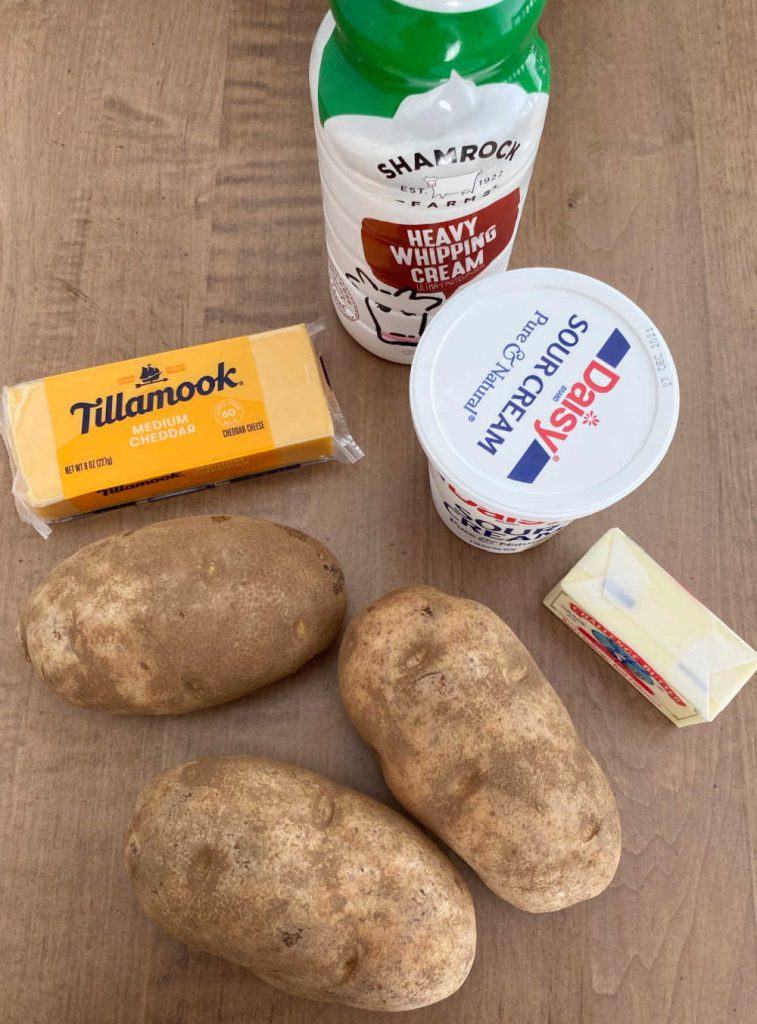ingredients for twice baked mashed potato casserole