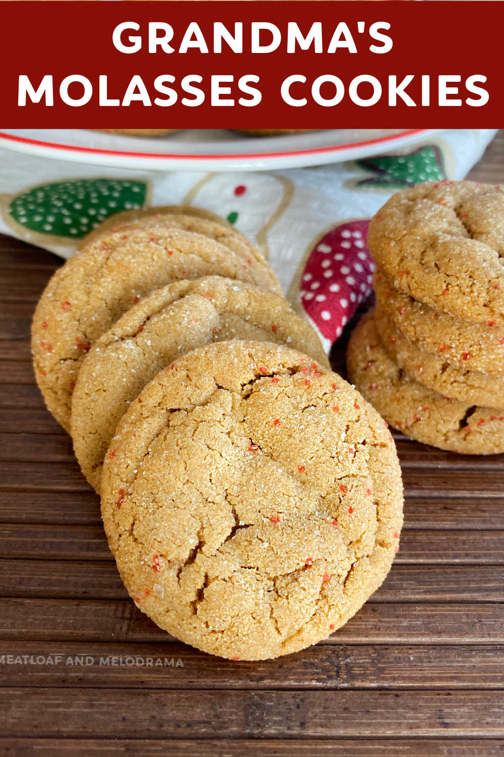 Grandma's Soft Molasses Cookies are chewy molasses cookies that are slightly sweet with a hint of spice. Perfect for the holiday season! These molasses crinkles are a family favorite!  via @meamel