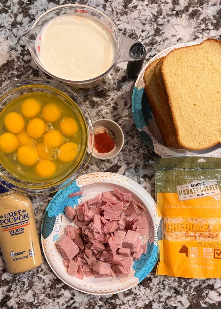 ingredients for breakfast casserole on the counter