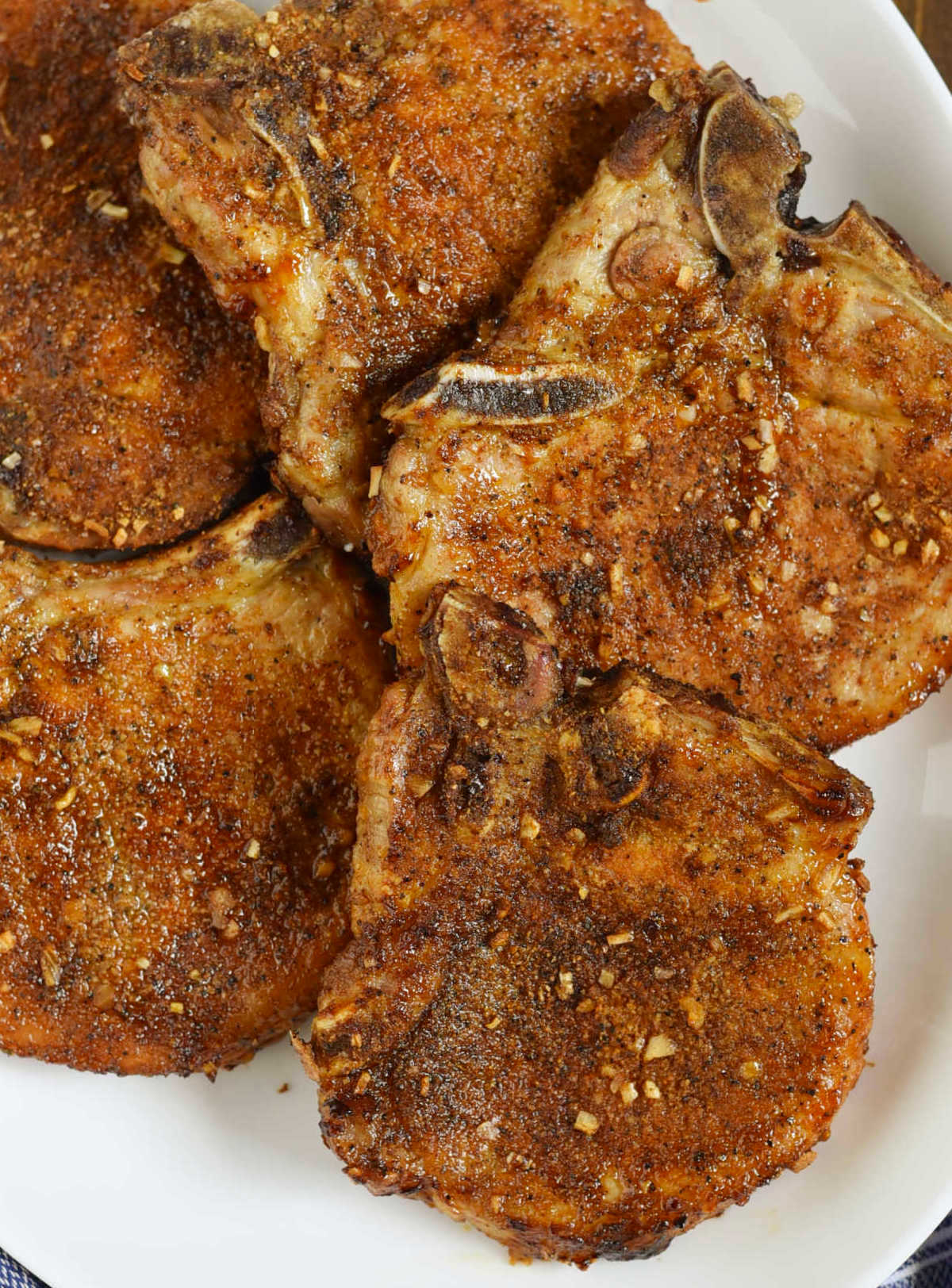 instant pot air fryer pork chops on platter