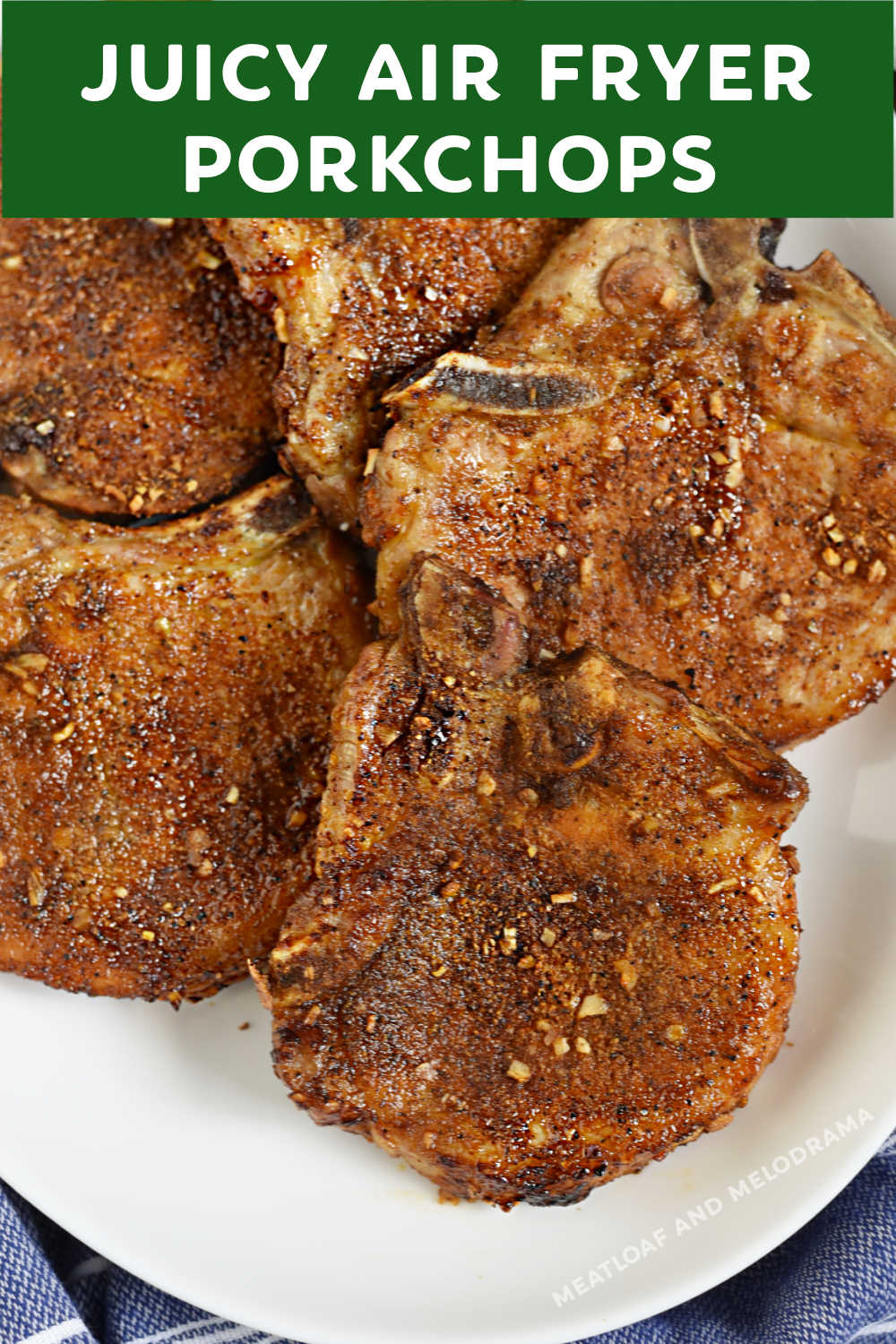 This easy Air Fryer Pork Chops recipe starts with a simple dry rub and makes the best tender juicy pork chops in 20 minutes! An easy dinner for busy weeknights that your whole family will love! via @meamel