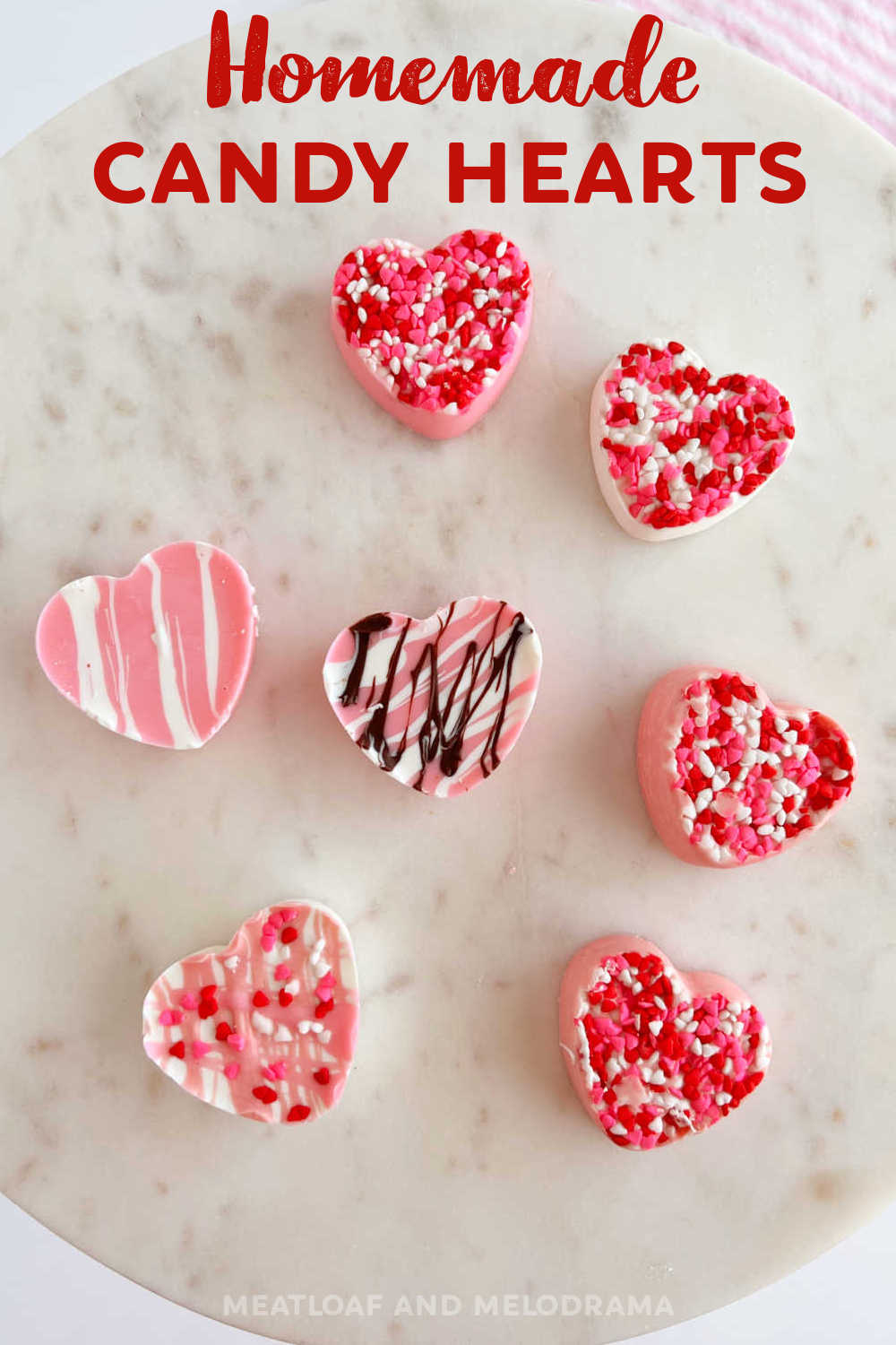 Homemade chocolate candy hearts made with candy melts and melted chocolate are perfect homemade treats for Valentine's Day. Share these little hearts with your sweetheart or add them to Valentine's Day treat bags! via @meamel