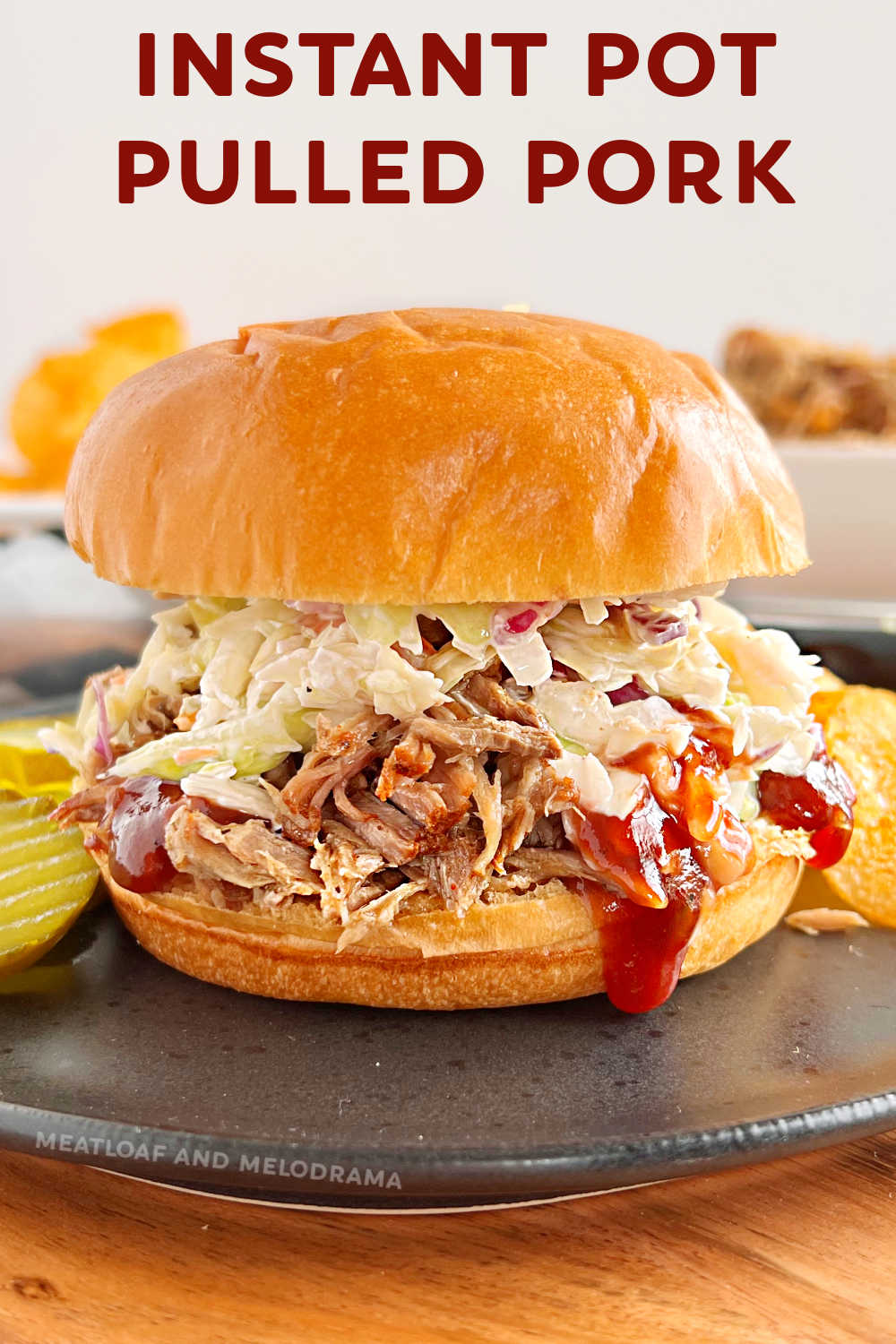 This Instant Pot Pulled Pork recipe makes the best shredded pork from a pork shoulder roast in the electric pressure cooker in about 2 hours! Use the tender meat for pulled pork sandwiches, carnitas, nachos or over mashed potatoes for an easy dinner the whole family will love! via @meamel