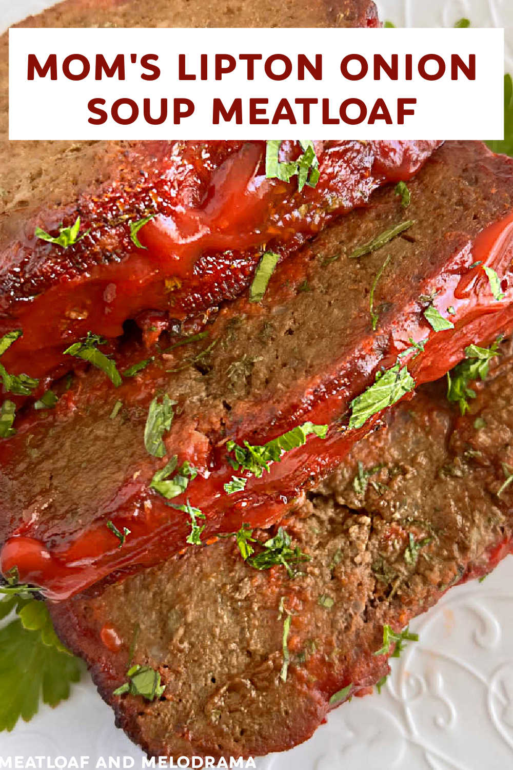 Mom's Lipton Onion Soup Meatloaf Recipe is classic meatloaf with onion soup mix, ground beef and a simple ketchup glaze. Simply the Best! The whole family loves this easy meatloaf recipe, and it's a delicious dinner for busy weeknights! via @meamel