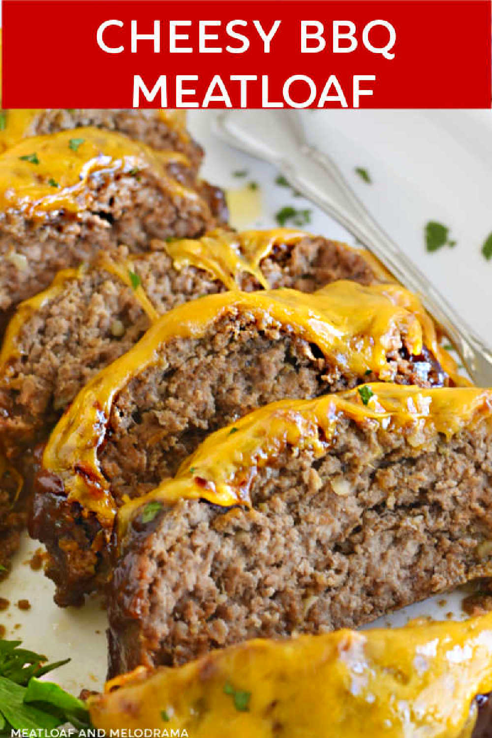 Cheesy BBQ Meatloaf Recipe has barbecue sauce, Parmesan cheese and cheddar cheese for a flavorful meatloaf the whole family loves. This easy recipe is a family favorite that is perfect for an easy weeknight meal! via @meamel