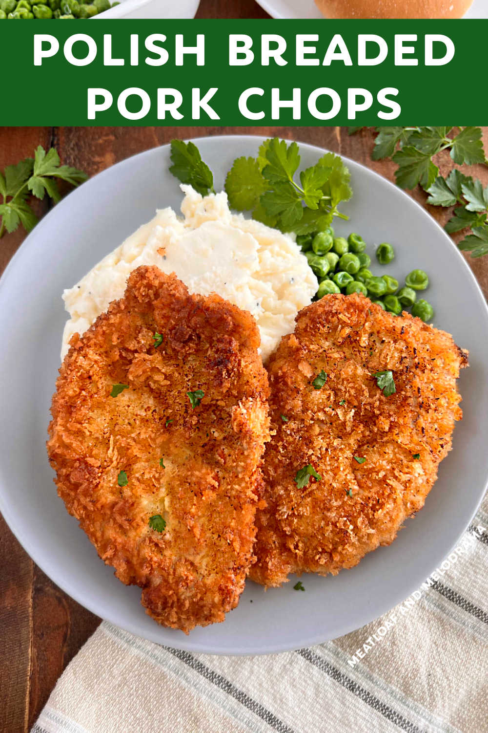 Grandma's Polish Breaded Pork Chops Recipe (Kotlet Schabowy) are pork cutlets pounded thin, then breaded and fried until crispy. Easy and Delicious! These boneless pork chops are quick enough for a weeknight meal and special enough for Sunday Dinner! via @meamel