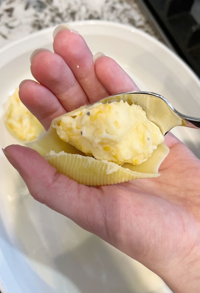 stuff pasta shells with mashed potato filling
