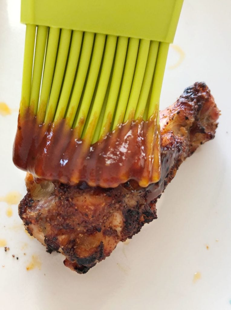 brush air fried chicken wing with bbq sauce