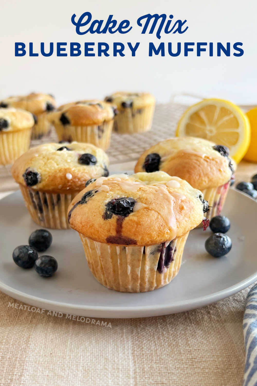 Make Cake Mix Blueberry Muffins with a box of cake mix and fresh blueberries plus a few other ingredients. An easy blueberry muffin recipe everyone loves. These delicious muffins are perfect for a quick breakfast or snack! via @meamel