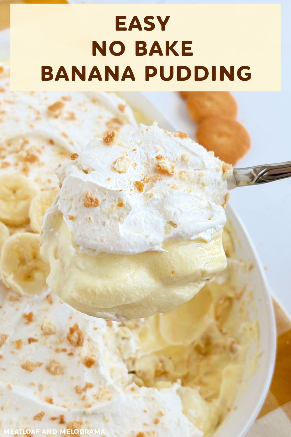 This No Bake Banana Pudding recipe with Cool Whip and Nilla Wafer cookies is an easy no bake dessert made with simple ingredients. The perfect dessert for holidays, special occasions, family gatherings and potluck dinners! via @meamel