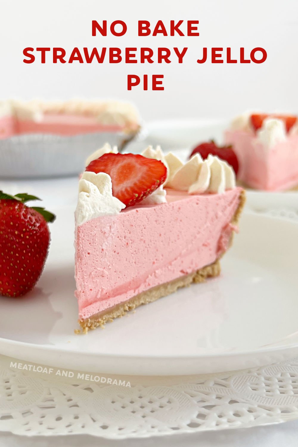 No Bake Strawberry Jello Pie with Cool Whip is an easy dessert made with strawberry Jello gelatin and whipped topping in a graham cracker crust. This easy recipe makes a delicious dessert for hot summer days or holiday dinners! via @meamel