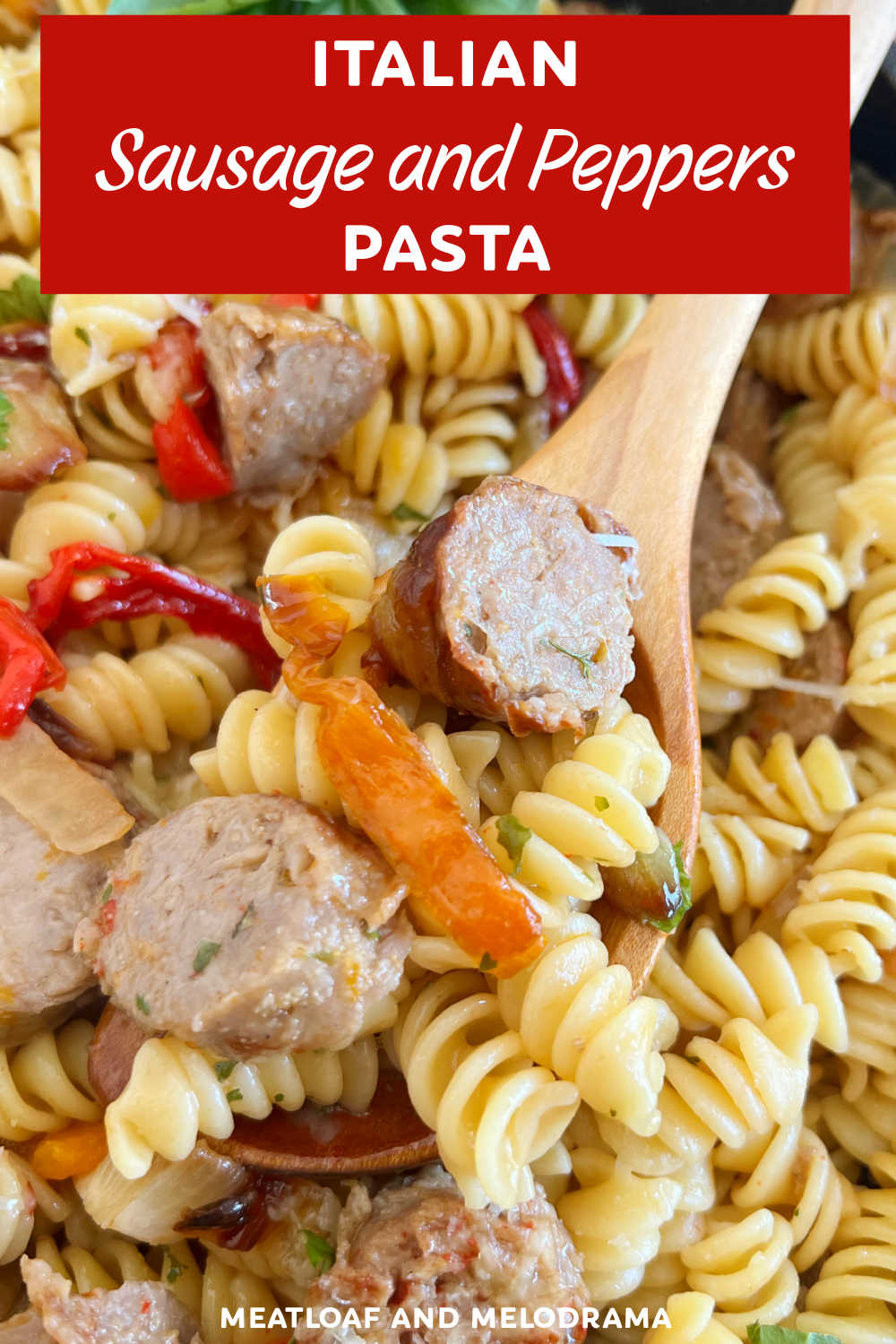 This Sausage and Peppers Pasta Recipe combines leftover Italian sausage, bell peppers and onions with pasta for a quick and easy meal perfect for busy weeknights. A delicious dinner the whole family will love! via @meamel