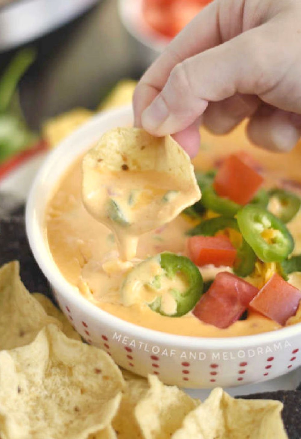 instant pot queso on tostitos tortilla chip