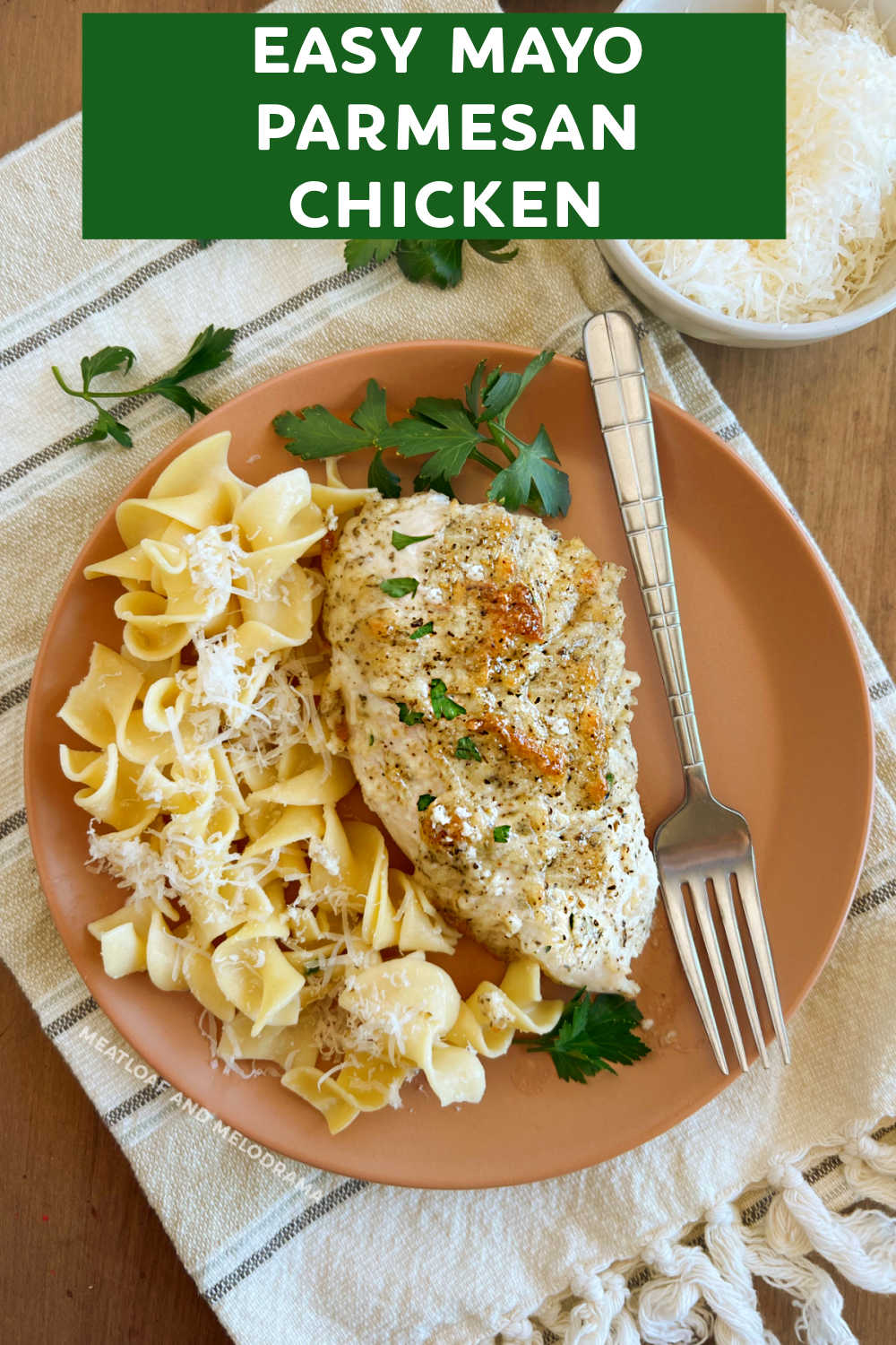 Easy Mayo Parmesan Chicken without breadcrumbs is a delicious recipe using chicken with mayonnaise and Parmesan cheese. An easy weeknight meal and a family favorite that is also budget friendly!  via @meamel
