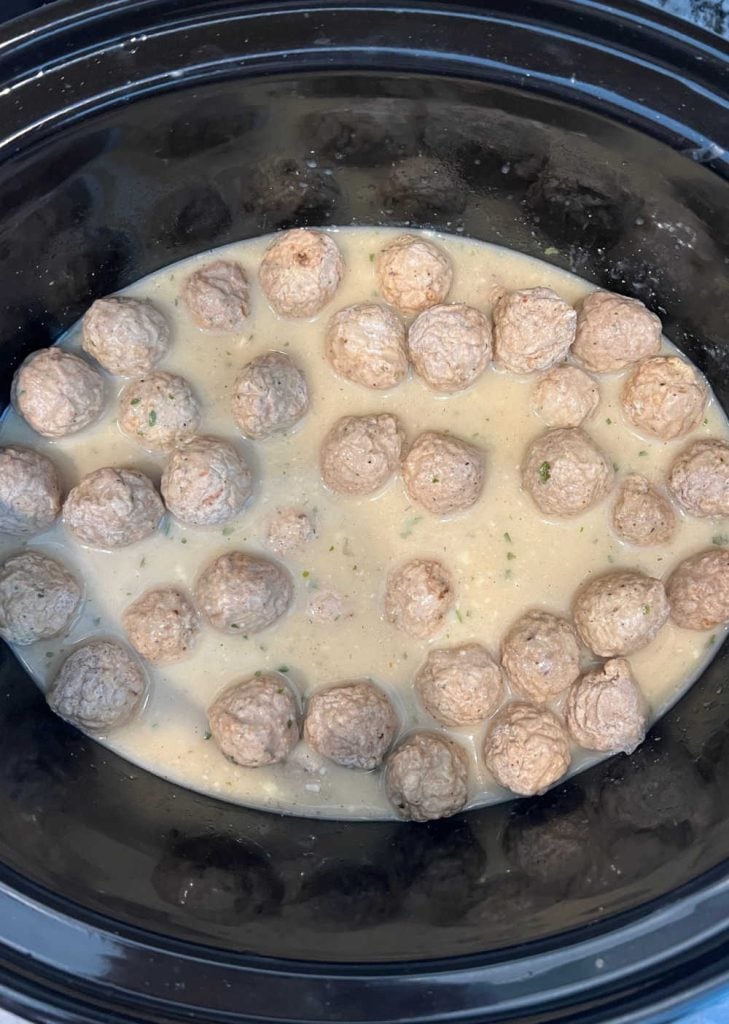 frozen meatballs with cream sauce in slow cooker