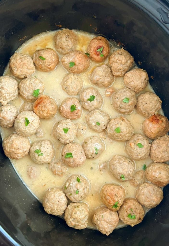 Swedish meatballs and gravy in crock pot
