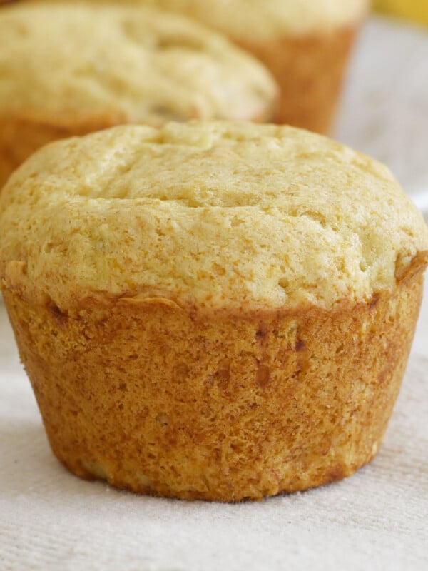 banana muffin made with cake mix on table