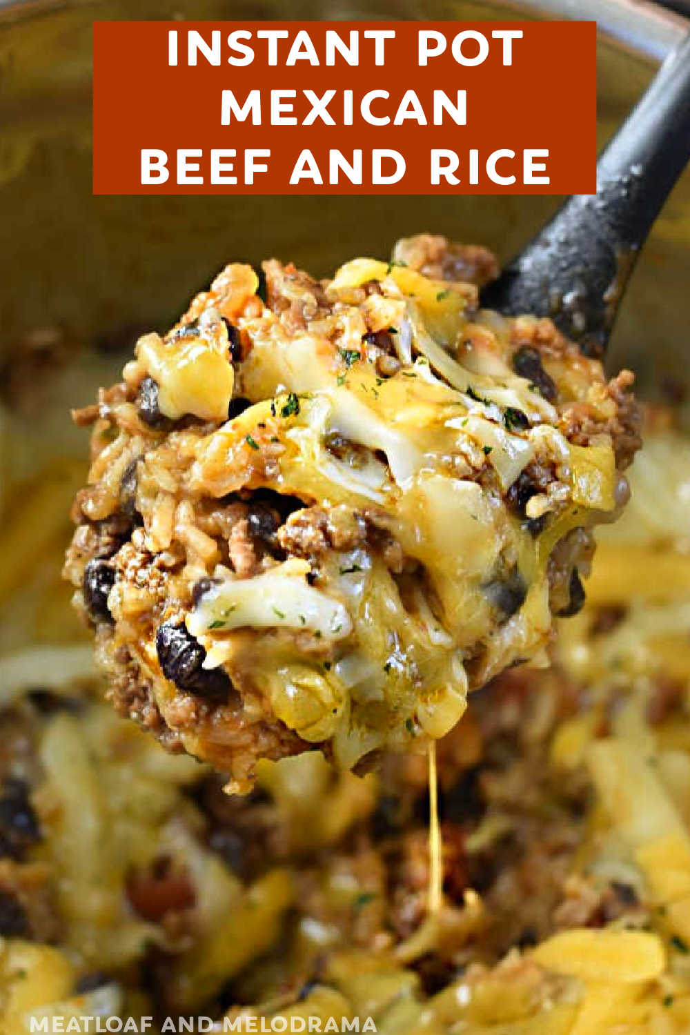 Instant Pot Mexican Beef and Rice is an easy recipe with ground beef, rice, black beans, salsa and cheese. An easy dinner for busy weeknights made in the pressure cooker!  via @meamel
