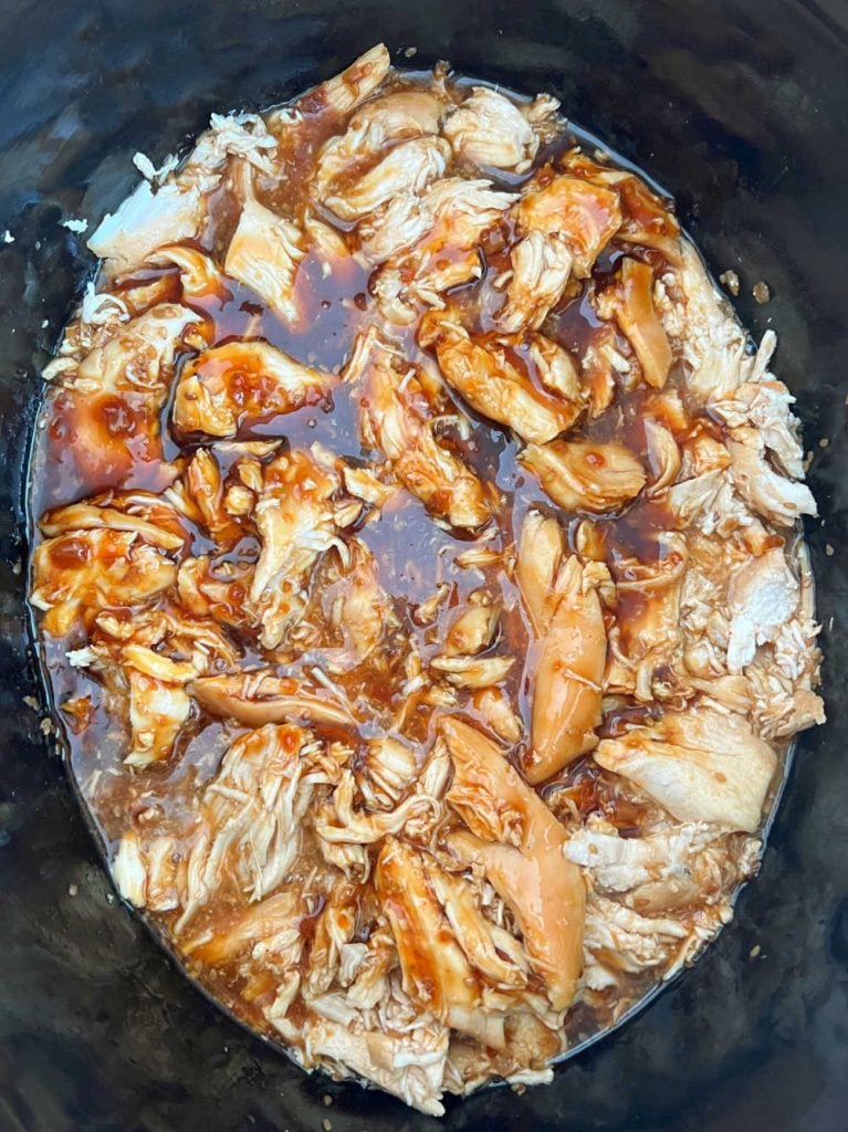 shredded teriyaki chicken in crock pot