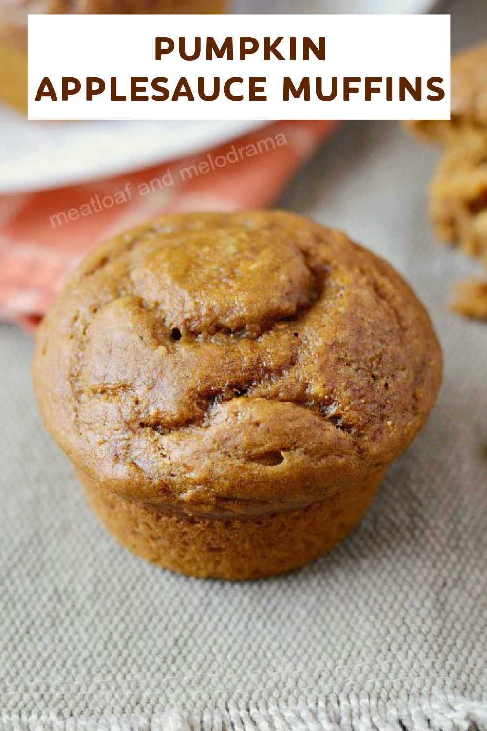 Make the Easy Pumpkin Muffins with Applesauce, pumpkin puree and a hint of spice with this delicious pumpkin muffin recipe.  These muffins are moist with a tender crumb and perfect for fall breakfasts! via @meamel