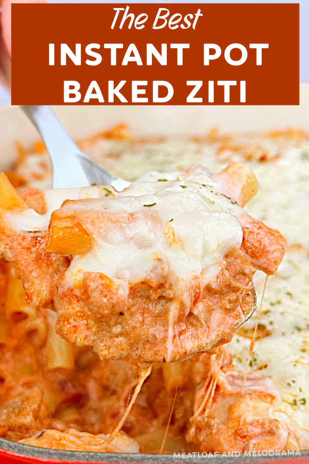 Instant Pot Baked Ziti with sausage, ricotta cheese mozzarella cheese and marinara sauce is an easy Instant Pot pasta recipe the whole family will love. Cook ziti in the pressure cooker, then bake it in the oven for a delicious cheesy pasta bake! via @meamel