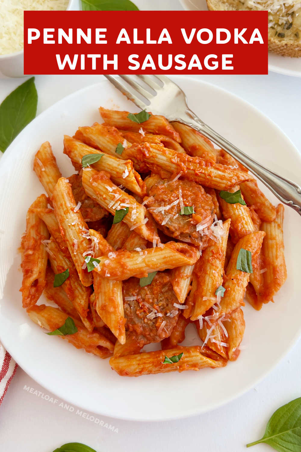 Penne alla Vodka with Sausage is an easy recipe with penne pasta and Italian sausage in a creamy tomato sauce. This delicious dinner is perfect for date night or a quick meal the whole family will love.  via @meamel