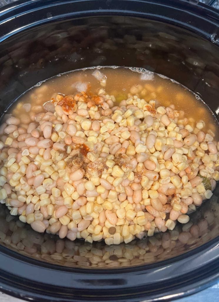 chicken, white beans and corn in slow cooker