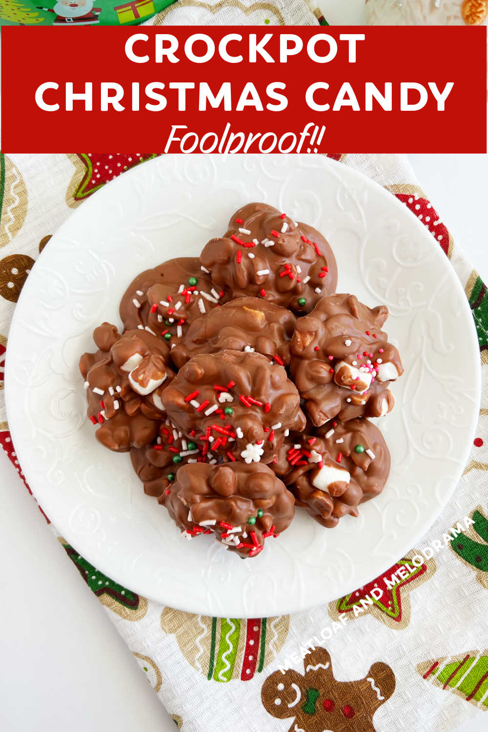 Crockpot Christmas Candy is an easy no bake treat made with peanuts and chocolate in the slow cooker. This crockpot candy recipe is foolproof and perfect for the holiday season. via @meamel