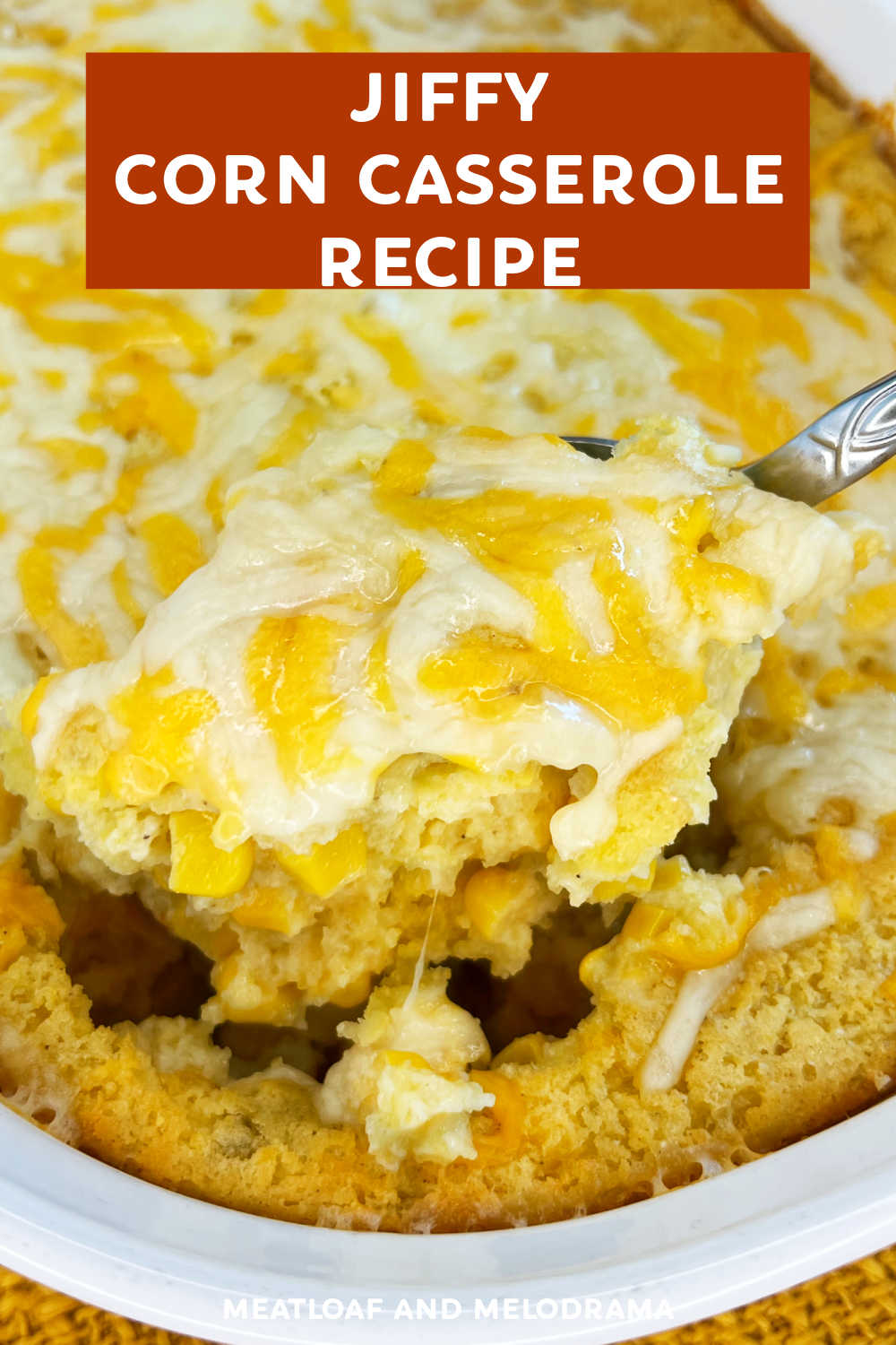 Jiffy Corn Casserole or corn pudding is an easy recipe made with Jiffy corn muffin mix. The perfect side dish for any holiday meal and a family favorite! This corn pudding recipe has green chiles and cheese for extra flavor! via @meamel