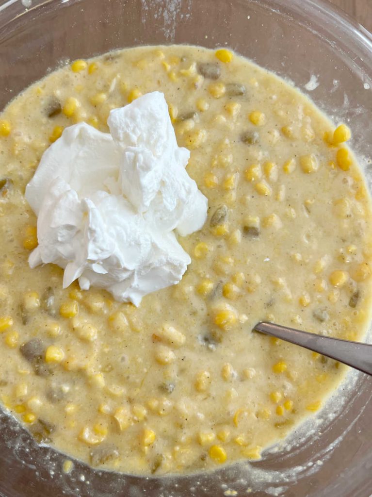 mix sour cream into corn mixture