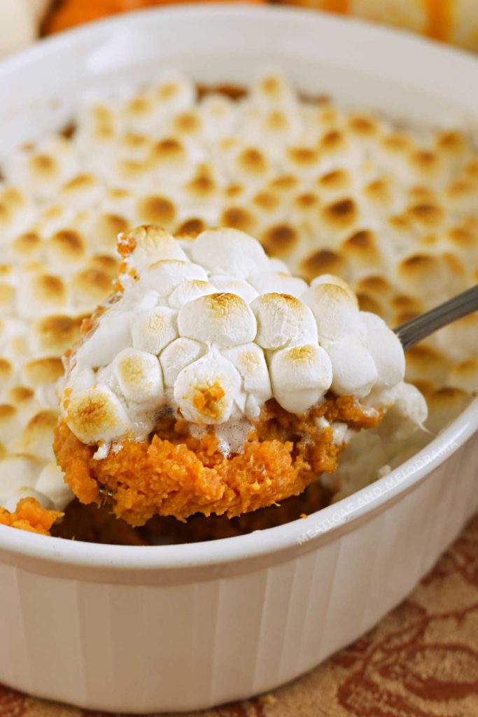 Sweet Potato Casserole with Marshmallows (no eggs) - Meatloaf and Melodrama