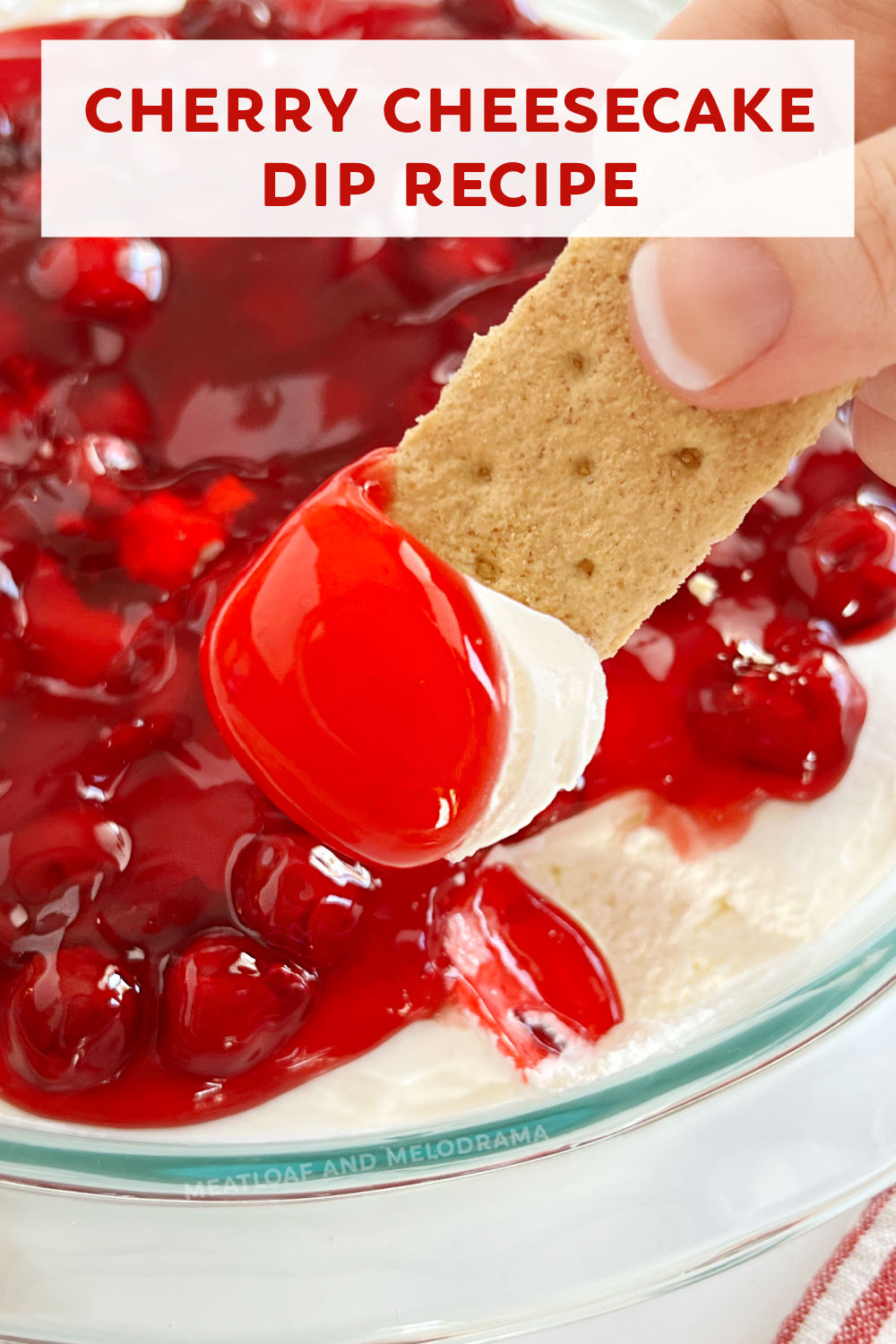 Cherry Cheesecake Dip is a no bake dessert dip made with marshmallow fluff, cream cheese, Cool Whip and pie filling. An easy recipe and a delicious dessert cheesecake lovers will love! via @meamel