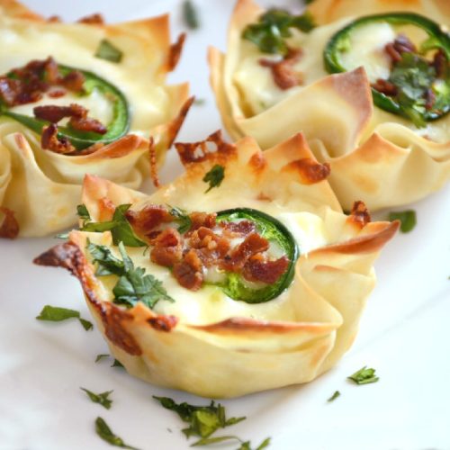 Jalapeno Popper Wonton Cups with Bacon - Meatloaf and Melodrama