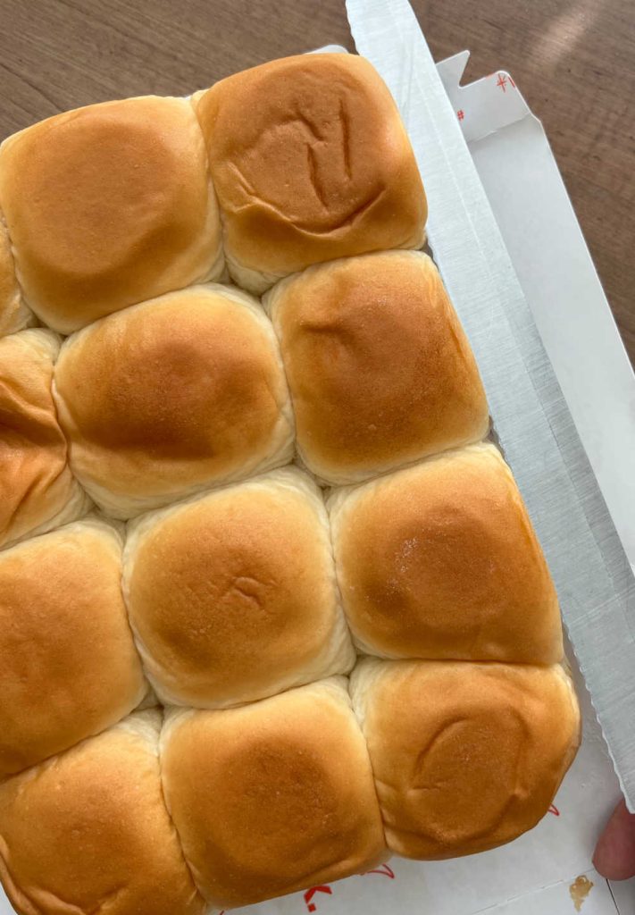 slice dinner rolls with serrated knife
