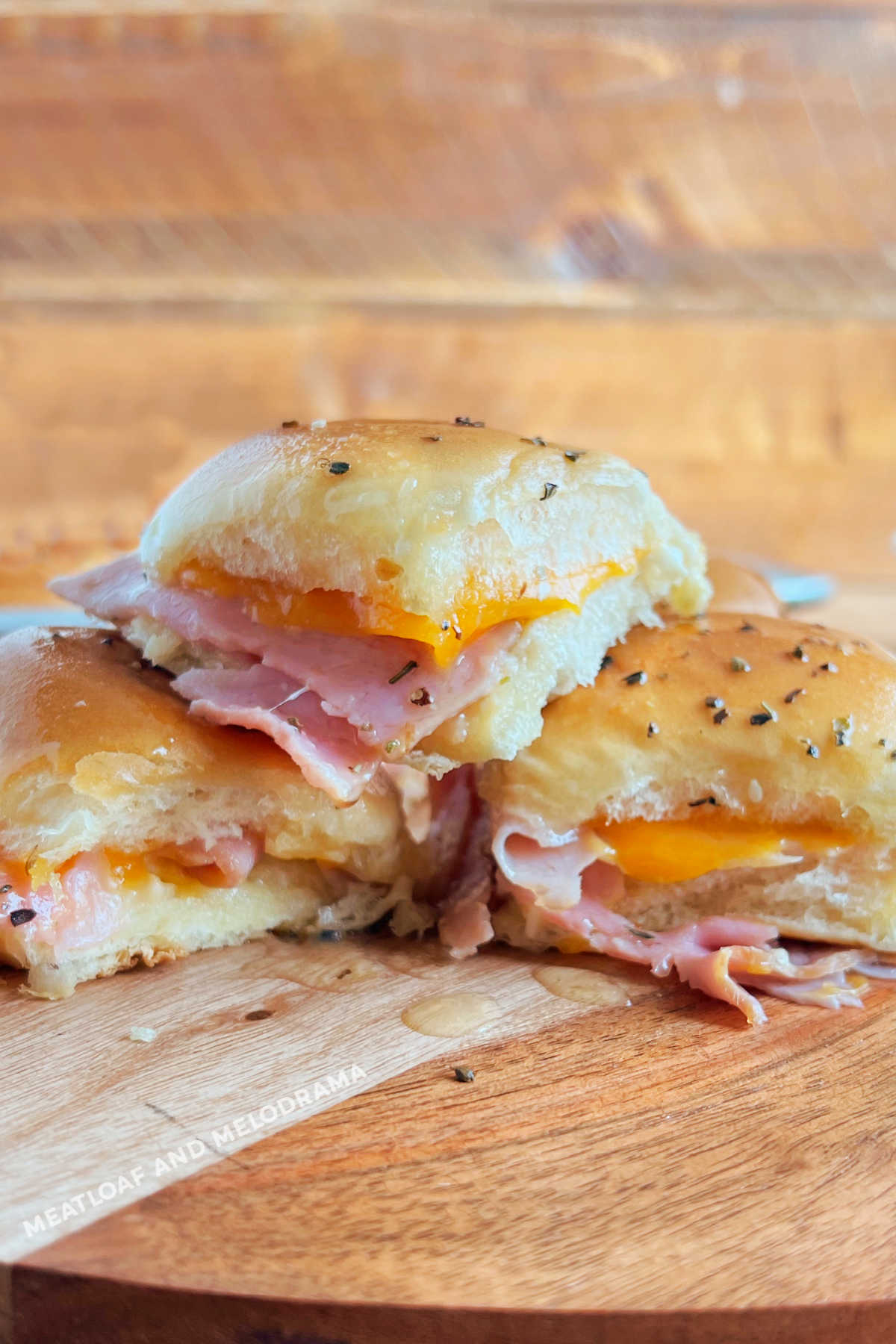 baked ham and cheese sandwiches made with leftover ham and cheddar cheese