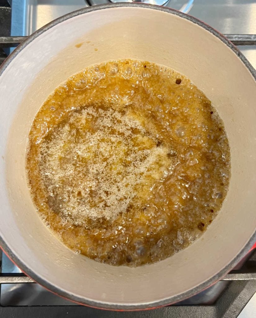 boil butter and brown sugar in saucepan