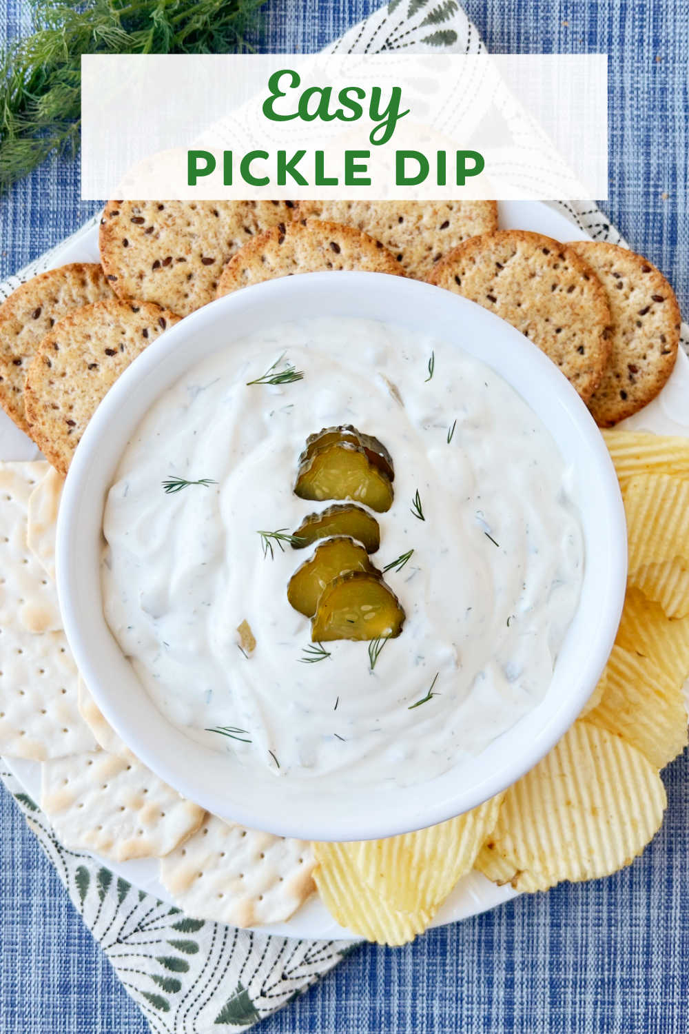 Dill Pickle Dip is a delicious appetizer made with crunchy pickles in a creamy base. Pickle lovers love this easy dill pickle dip recipe, and it's perfect for game day, parties or any family gathering. via @meamel