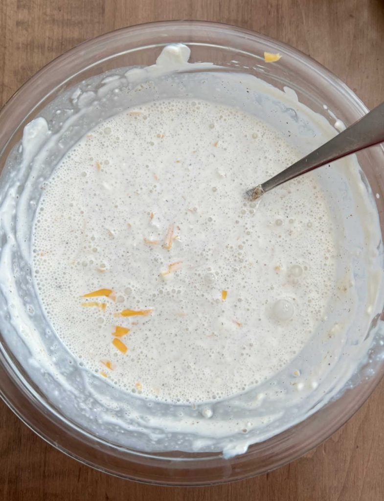 mix sauce ingredients in mixing bowl