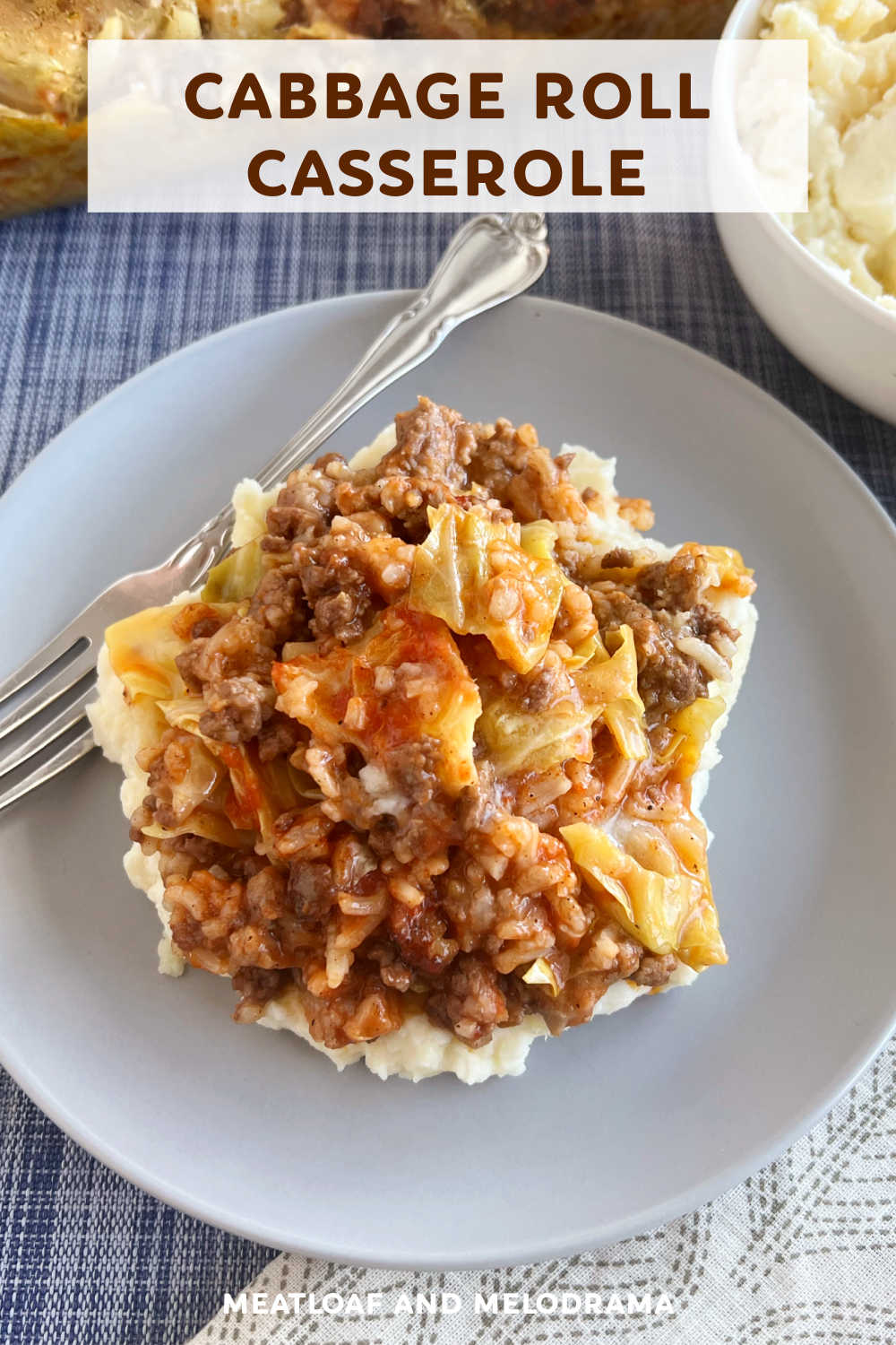 Cabbage Roll Casserole made with meat, rice and cabbage in tomato sauce tastes like traditional cabbage rolls without all of the work. Unstuffed cabbage roll casserole or lazy Halupki is an easy weeknight dinner the whole family will love! via @meamel