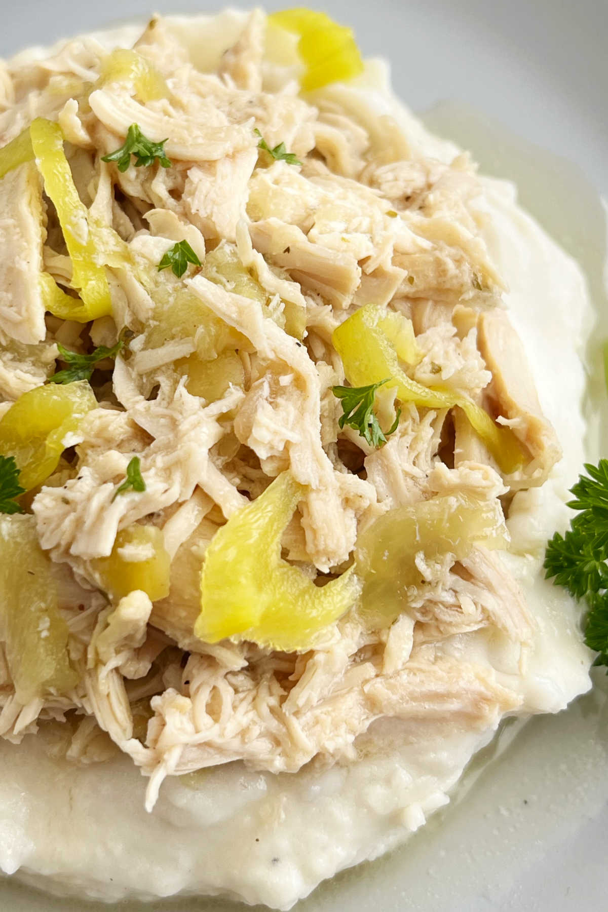 crock pot Mississippi chicken and mashed potatoes