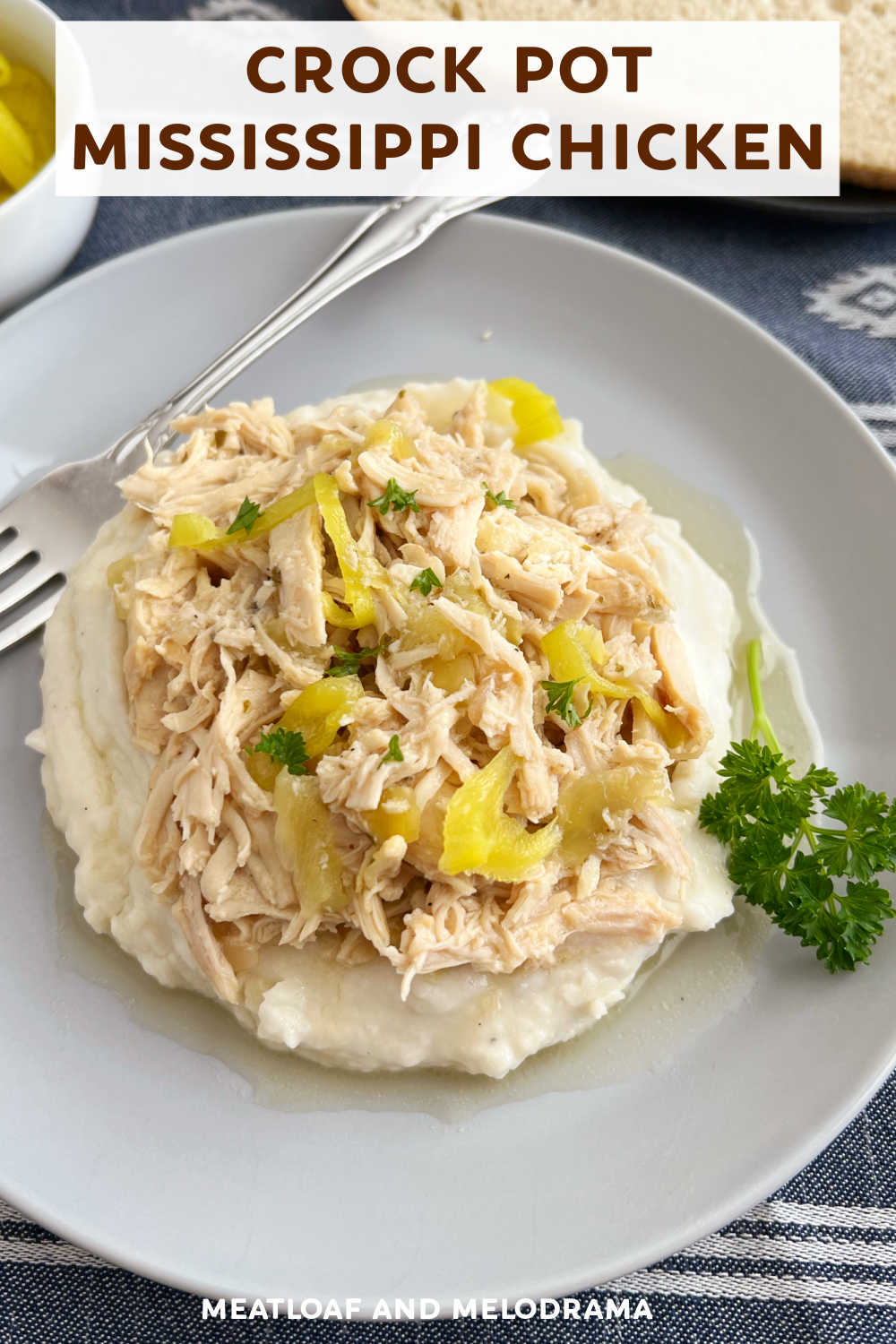 This Crock Pot Mississippi Chicken recipe is an easy meal made with just a few simple ingredients in the slow cooker. A delicious dinner and a family favorite perfect for busy weeknights! via @meamel
